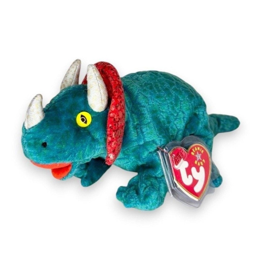 Hornsly the Triceratops | Dino Defender | Mint Heart Tag TY Beanie Baby